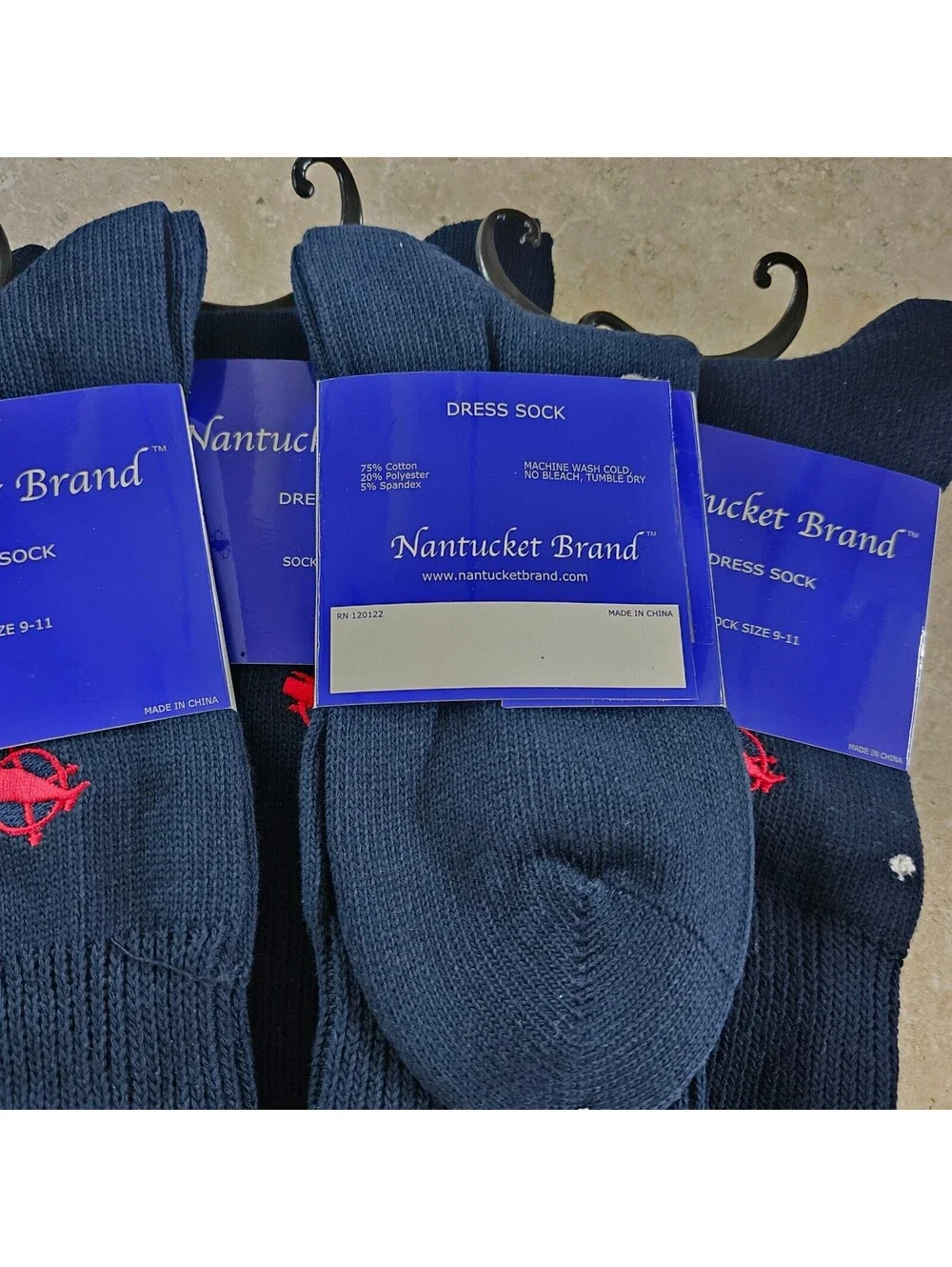 Nantucket Brand Men's Navy Blue Dress Socks Size 9-11 - Pack of 5